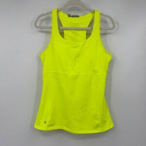 Athleta PR Tank 2 Womens XL  Yellow Built in Bra Racerback Workout Gym